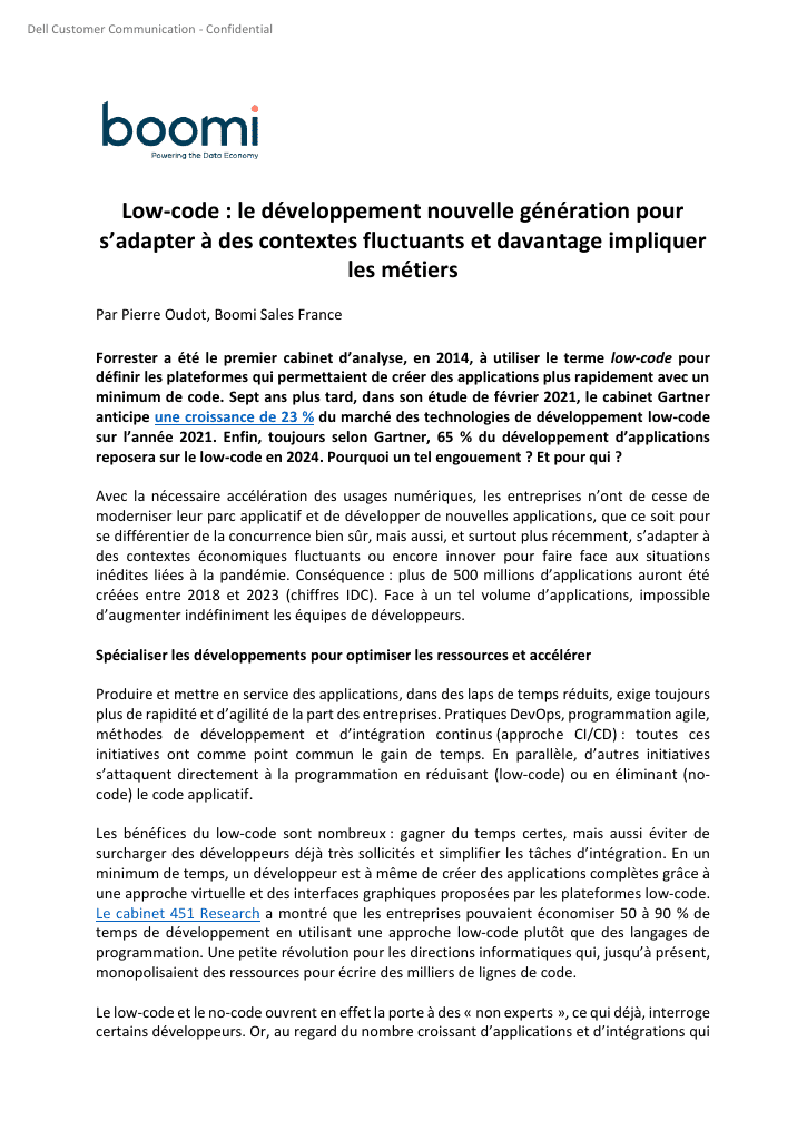 Tribune "Low-code : le développement nouvelle génération pour s’adapter à des contextes fluctuants et davantage impliquer les métiers"