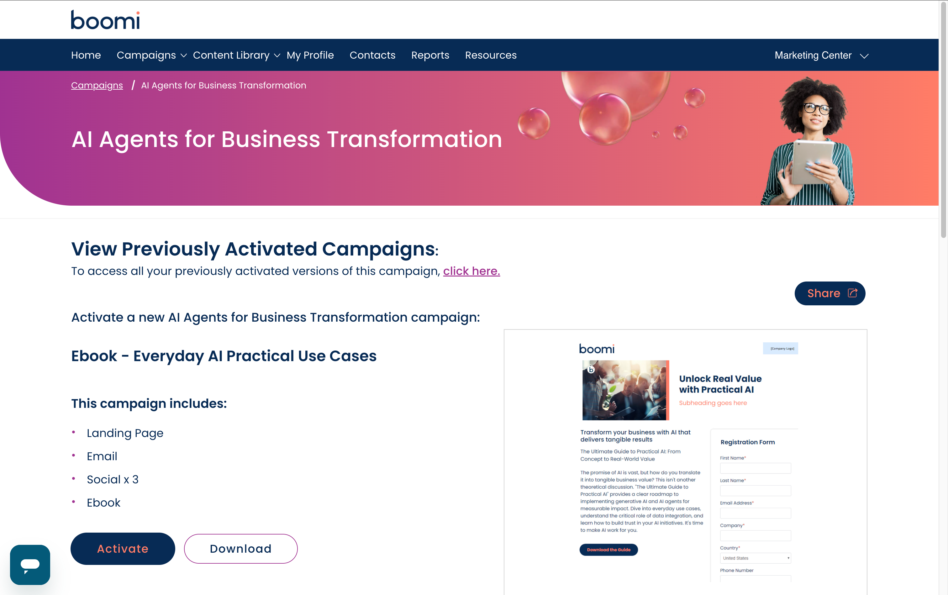 Boomi Partner Campaign Creator Campaign Creation screen