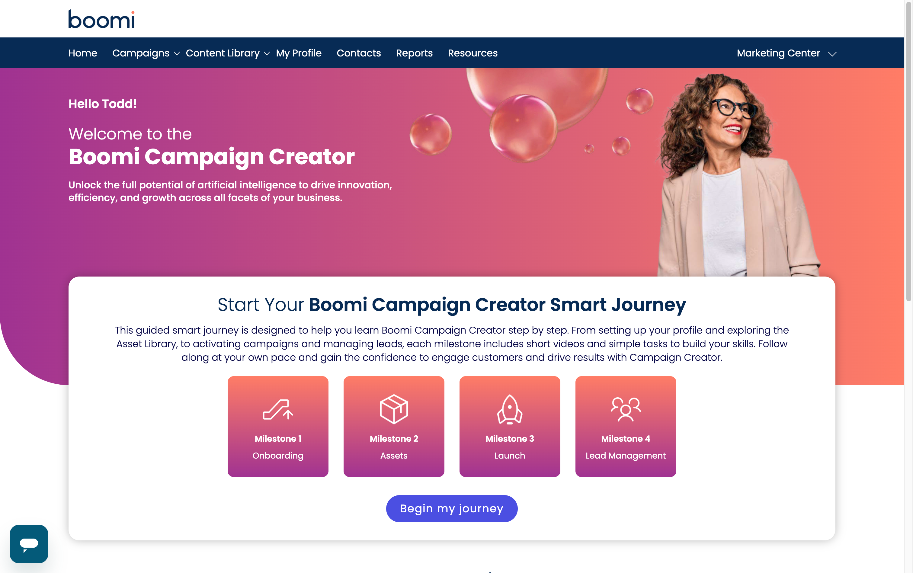 Boomi Partner Campaign Creator Homepage screen