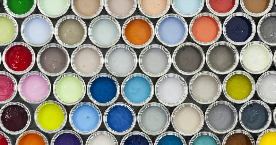 Colorful sample of open paint cans