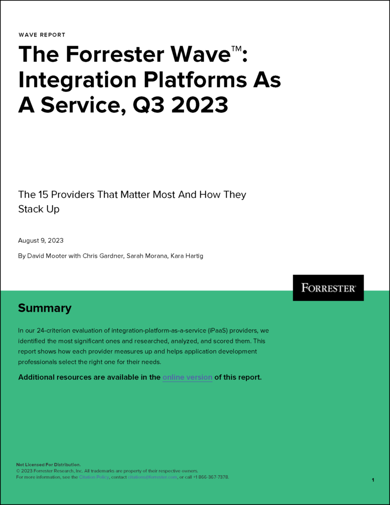 The Forrester Wave: Integration Platforms As A Service, Q3 2023 report cover thumbnail