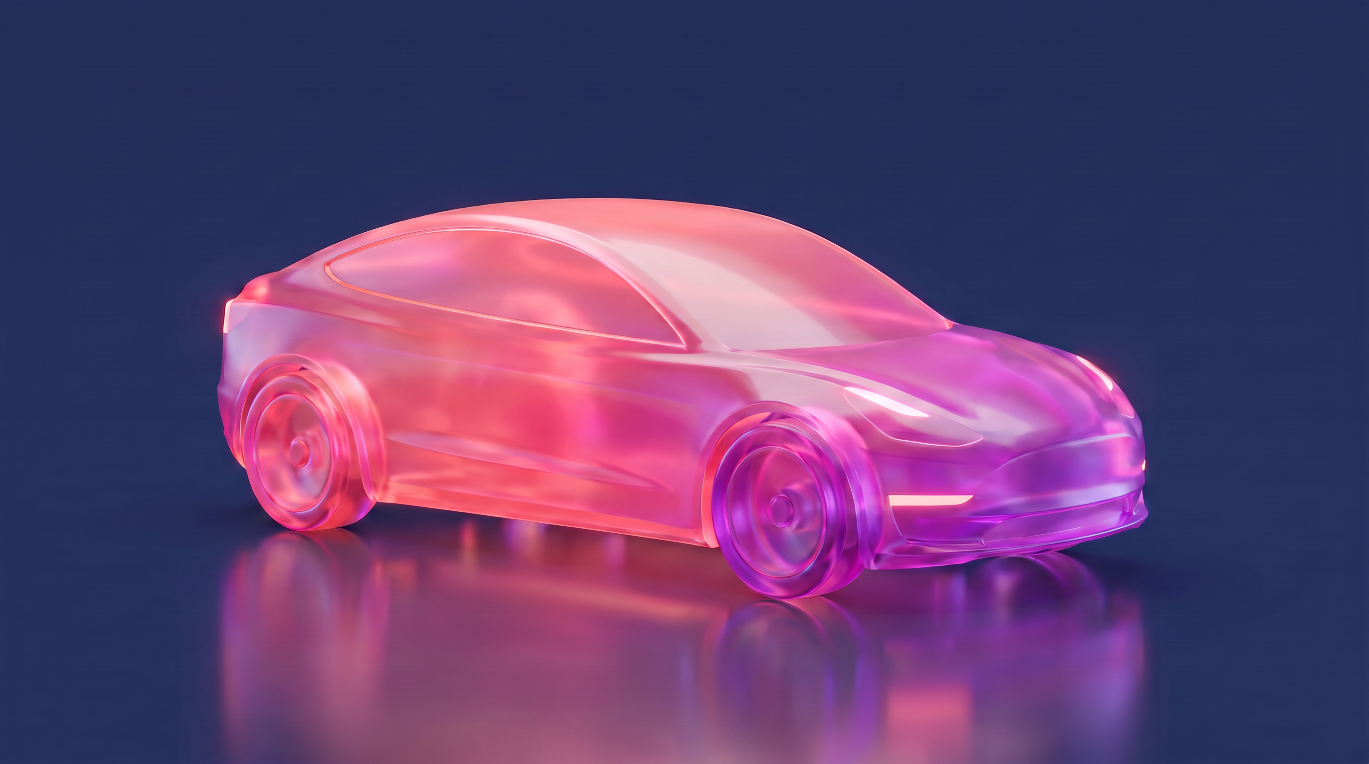 abstrakte Darstellung eines Autos, rosa, in Bewegung