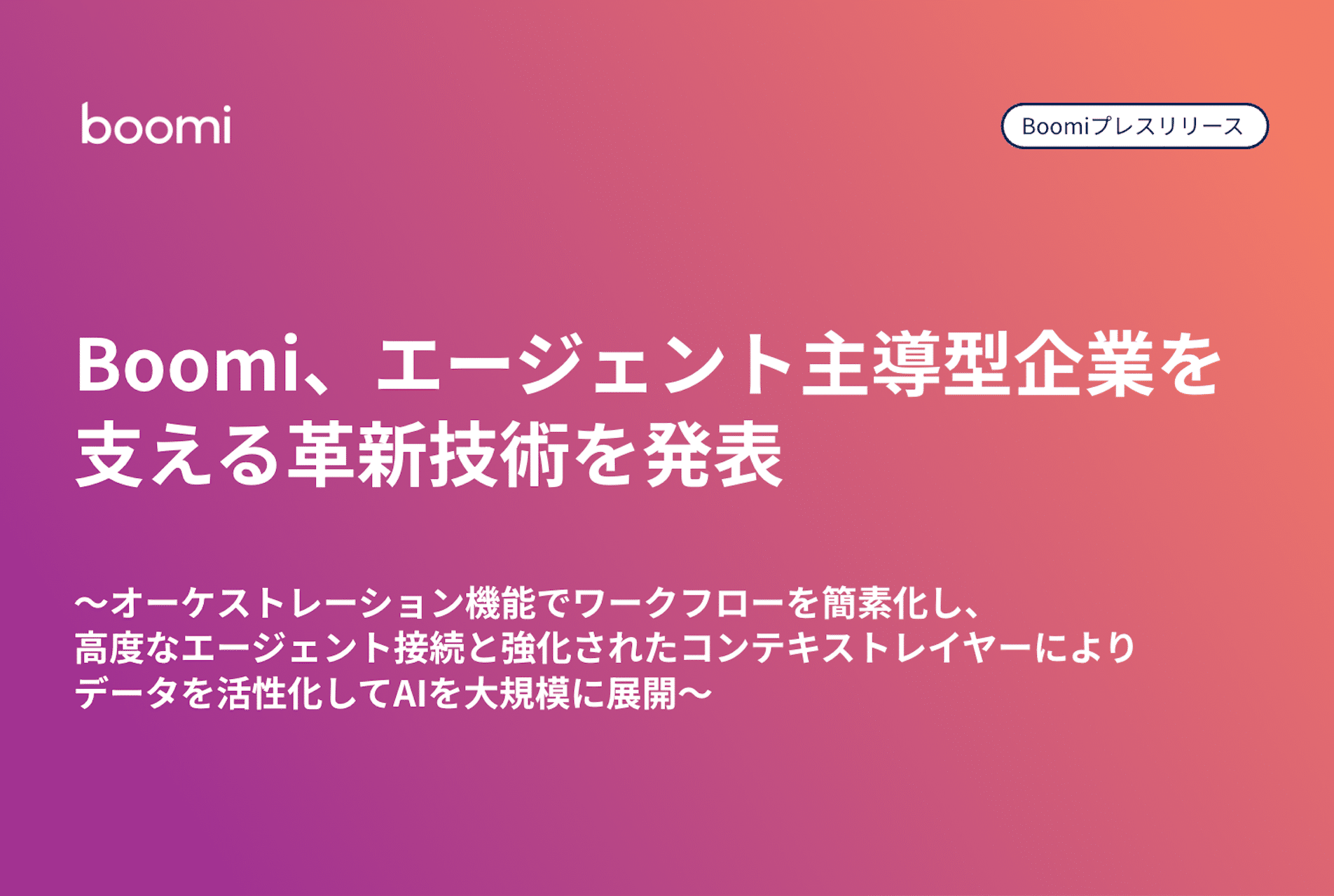 Boomi プレスリリースサムネイル：エージェント主導型企業を支える革新技術を発表