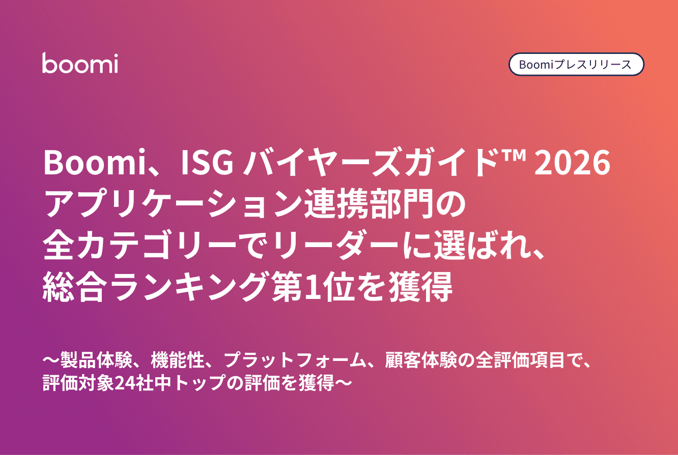 Boomi プレスリリースサムネイル：BoomiがISGバイヤーズガイド2026アプリケーション連携部門の全カテゴリーでリーダーに選ばれ総合ランキング第1位を獲得