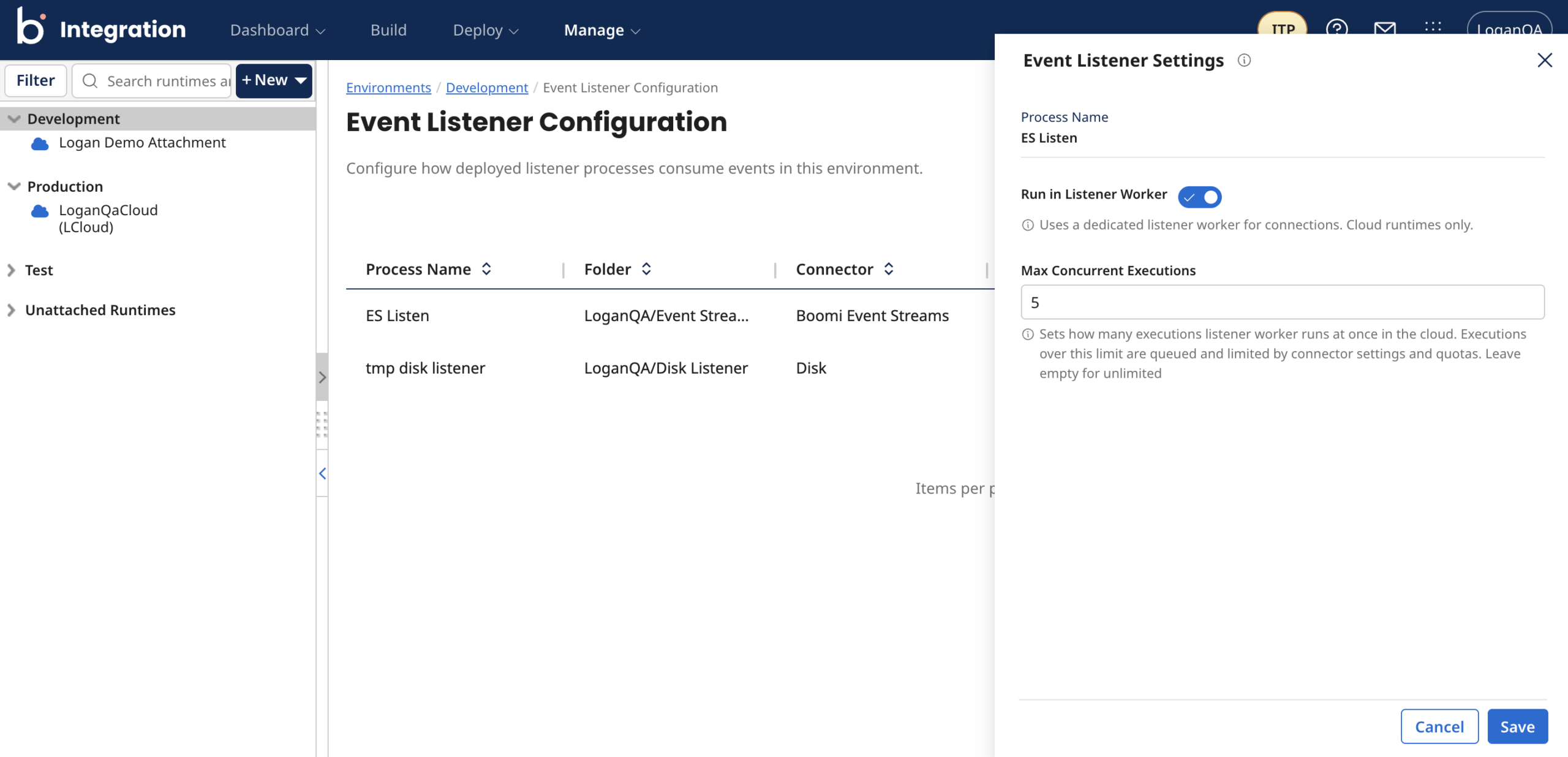Event Listener Configuration screenshot